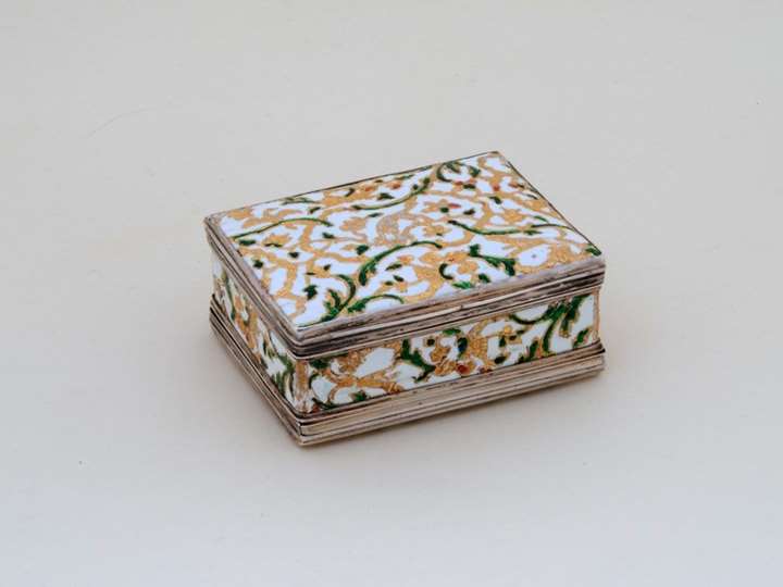 German Enamel Double Snuff Box with Silver Mountings and Hunting Motives